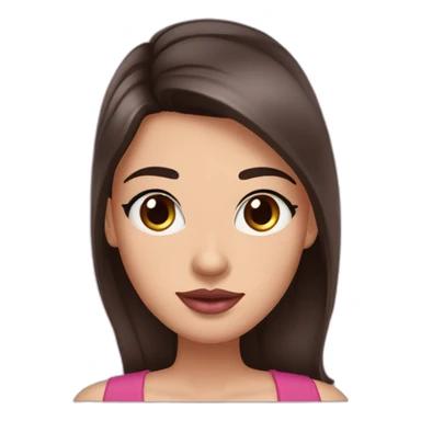 Women with long dark brown hair and long eyelashes dark brown eyes with pink cheeks and pink lips and thick dark brown eyebrows sticker