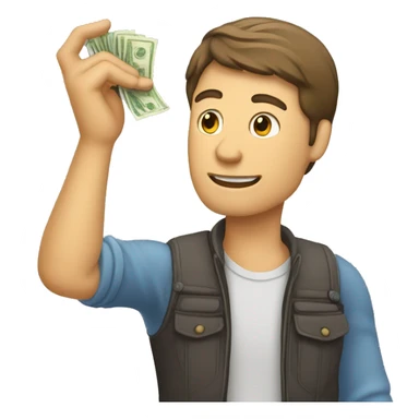 Homme qui porte des billets dans ses mains sticker