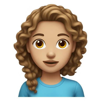 Girl with wavy brown hair, light skin and blue eyes sticker