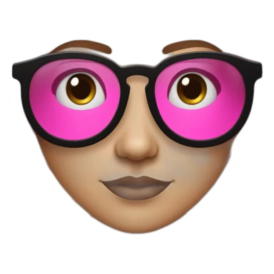 Mujer pelo negro largo con lentes rosa bajito, piel blanca y ojos negros tomando fotos de producto con su camara  sticker