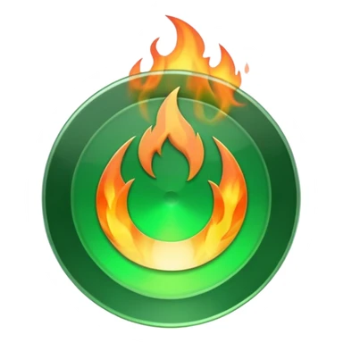 A minimalist CD disc with a subtle fire design, green flames. sticker