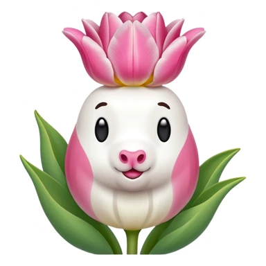 Un 🐑 lindo teniendo un tulipán rosa sticker