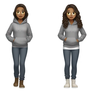 Brunette girl wearing sweatpants and hoodie with uggs sticker
