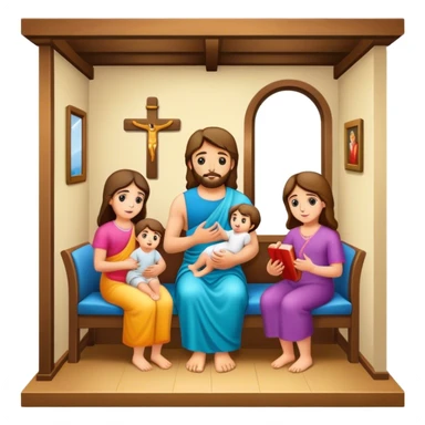 Devotional Christ with family in house sticker