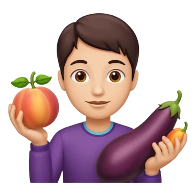 Weird emoji with her eggplant and peaches sticker