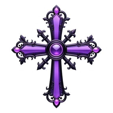 goth cross black with purple accents sticker
