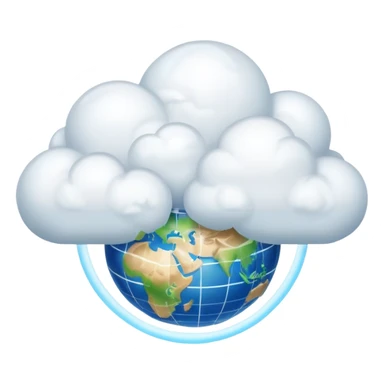 a large cloud with a glowing meridian globe sticker