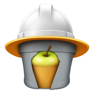 apple core with a construction hat sticker