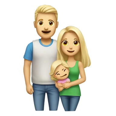 Familie, Mutter (braune Haare) Vater (blonde Haare), Baby sticker