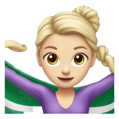 a white girl doing rhythmic gymnastics in a purple leotard  sticker