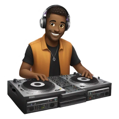 Dj on decks smiling  sticker