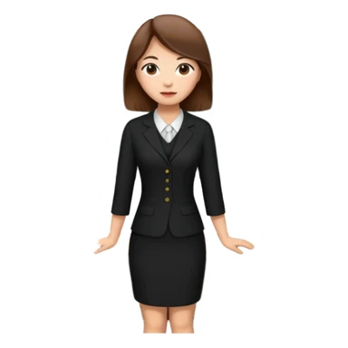 asian young woman brown-haired teacher in black daily dress  sticker