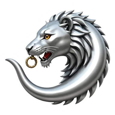 Silver Elder Scrolls Online Lion eating its tail Ouroboro sticker