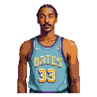 Wilt Chamberlain, tall, mustache, retro basketball uniform sticker