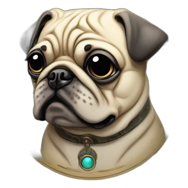 A cyberpunk pug in Art Nouveau style during 1910 sticker