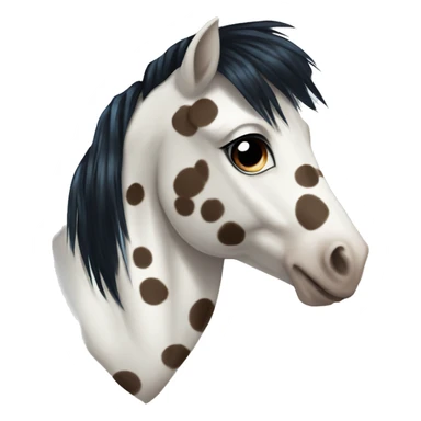 Brown and white spotted pony with black hair and blue eye sticker