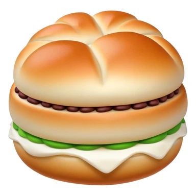 Red bean paste bun Dousha Bao with visible filling, simplified emoji style with bold outlines and bright colors, cartoon style sweet Chinese steamed bun sticker