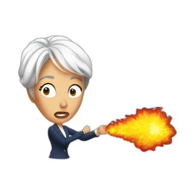 Christine Lagarde spitting fire sticker