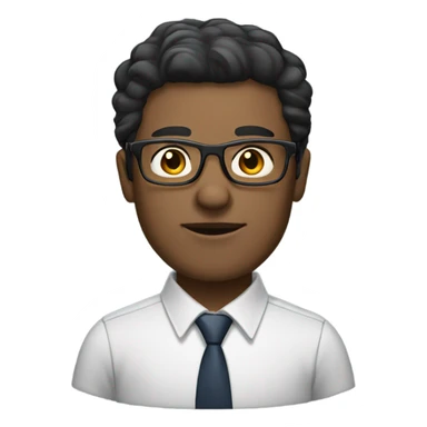 man with glasses with dark hair and light skin working in office sticker
