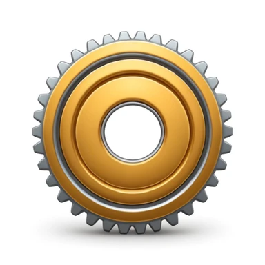 3D emoji of a gear with metallic silver look, Apple iOS emoji style, soft shadows, glossy and rounded, on white background, high detail, 4K resolution sticker
