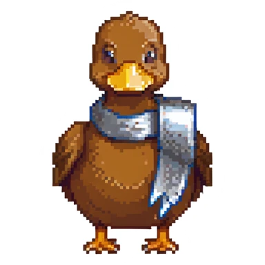brown duck holding silver duct tape sticker