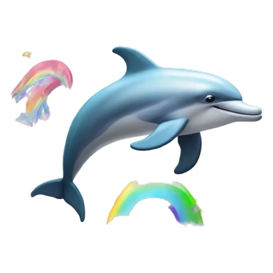 A dolphin with an rainbow and unicorns in the background  sticker