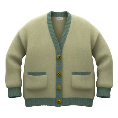 Sage oversize wool open short cardigan, isolated sticker