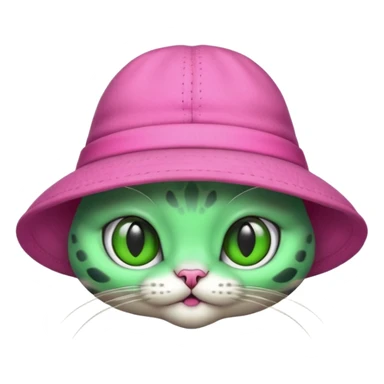alien cat with pink hat sticker