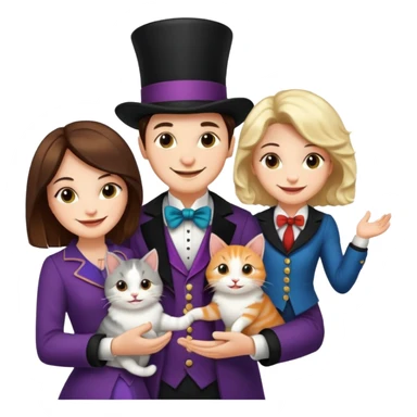 magician couple and their pet cat sticker
