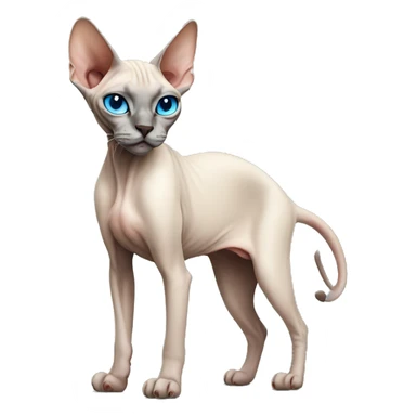 Siamese Sphynx  cat with blue eyes full body sticker