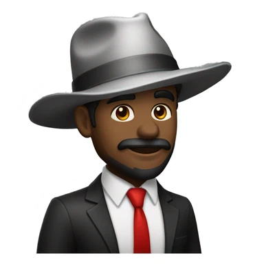 Homem de terno preto e vermelho e chapéu  sticker