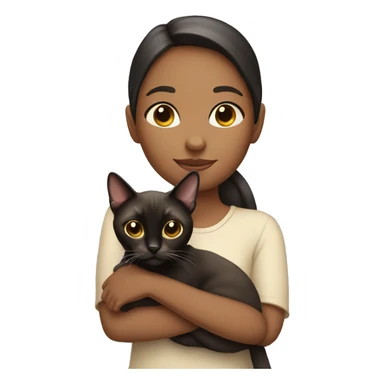girl holding Siamese cat sticker