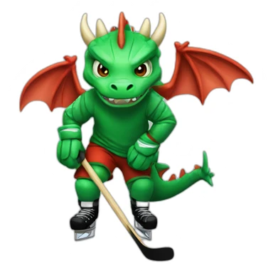 Dragon playing ice hockey sticker