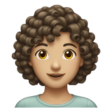 girl with short curly dark brown hair and bangs sticker