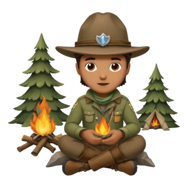 mountain ranger at campfire sticker