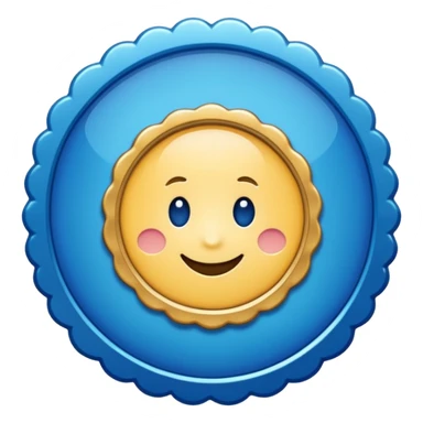 A blue scalloped circle with a verified thing sticker