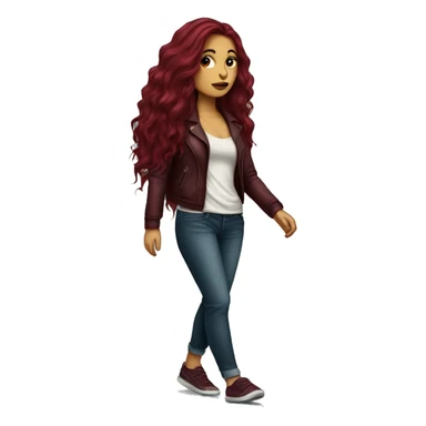 Beautiful tattooed  burgundy long haired woman crossing the street sticker