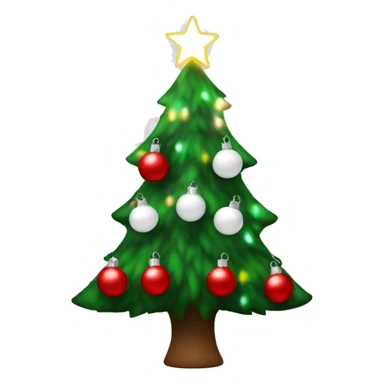 Christmas tree with white lights and red and white Christmas bulbs sticker