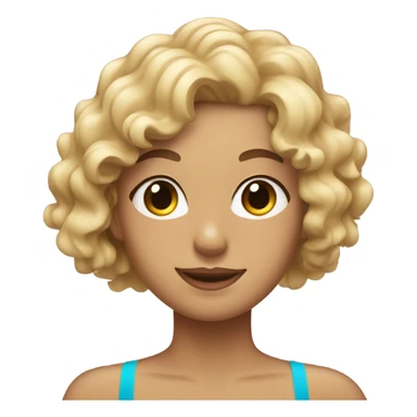 girl with curly blonde hair and a tan in a swimming pool   sticker