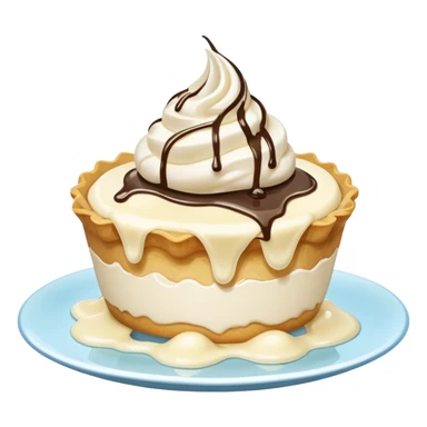 Slice of pale cream pie with melted ice cream dripping off of it sticker