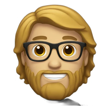White guy with beard and glasses with black hair sticker