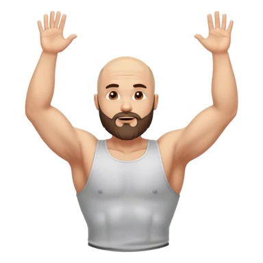 bald guy with a beard an muscles with his hands up shrugging his shoulders sticker