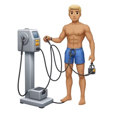 guy standing next to cable-machine with cable tied to ankle sticker