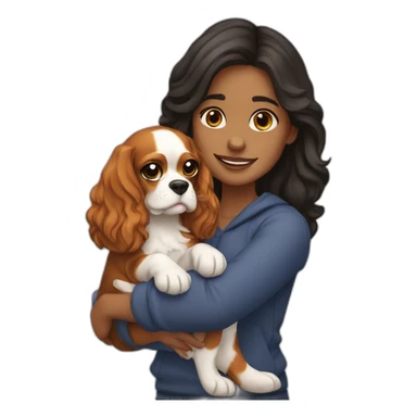 girl holding a cavalier king charles spaniel  sticker