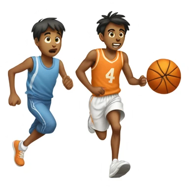 A skinny indian boy running away from his old tall white basketball friend sticker