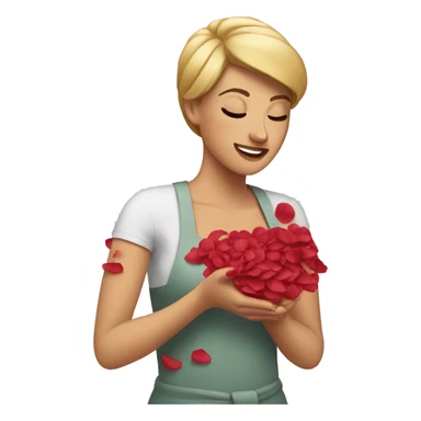 woman peeling rose petals sticker