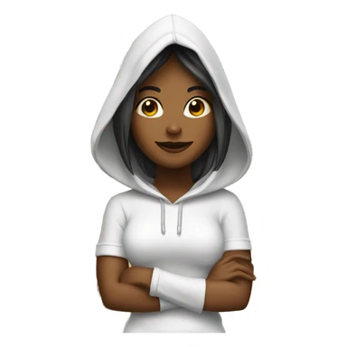 Agirl in hood under palm tree and engagement ring sticker