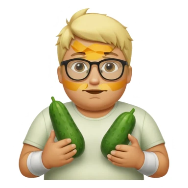 make a cucumber gamer, blonde and fat, male. show cucumbers sticker