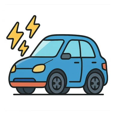 flat toon style car with lightning bolts to show power sticker