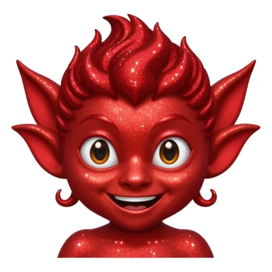 red glitter imp happy sticker